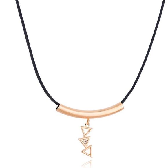 CHOKER SIGNS ZIRCONIA + ROSÉ GOLD PLATED - Picture 1 of 10
